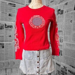 Vintage Next Era Red Dragon Long Sleeve Y2K Vintage Bold Vibrant Print Top M